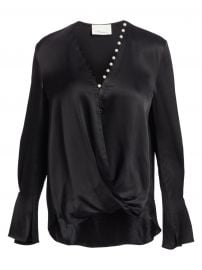 3 1 Phillip Lim - Faux-Pearl Trim Satin Drape Blouse at Saks Fifth Avenue